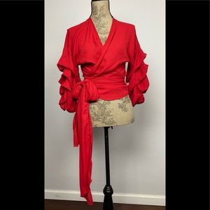 Windsor Red Wrap Blouse